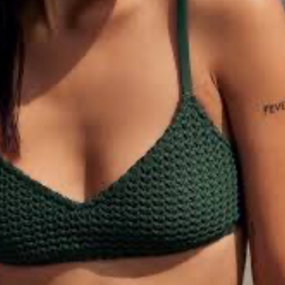 Aerie Tan Textured Knit Scoop Bikini Top XS - Picture 1 of 3